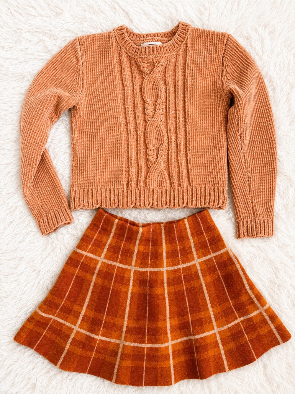 Tommy Bahama Girls Sweater Plaid Skirt Set Size 4 Cozy Fall Boutique Outfit